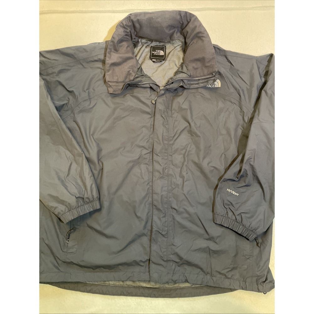 The North‎ Face Windbreaker Jacket Black Full Zip Hyvent Hooded Mens Size XL
